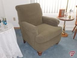 Flexsteel upholstered chair with blanket and pillow