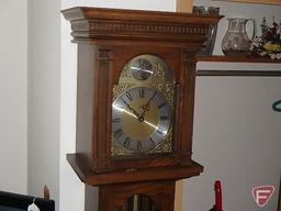 Cornwell grandfather clock with weights, 75"H