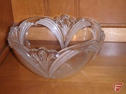 Bowls plates, bonbon dish, Rosemeade pheasant salt and pepper, and glass dishes