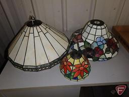 (3) stained glass lamp shades, not matching, 16in, 14in, and 7in. All 3 pieces