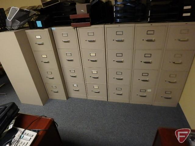 Contents of office: (6) 4-drawer filing cabinets, 4-drawer lateral filing cabinet, (3) desks,