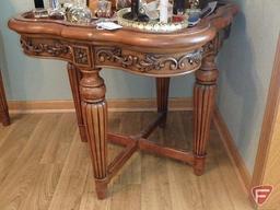 Occasional/End Table with detailed ornate cherry finish, table only