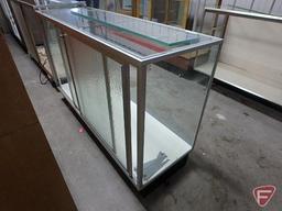 Glass display case, sliding glass doors, glass adjustable shelving, 37inHx60inWx20inD