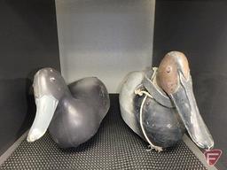 Duck decoys. Herters plastic, unknown make wood, J C Higgins Life-Like Decoy Sears Roebuck & Co.