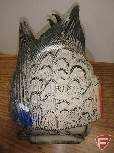 Duck decoys & (2) diving duck decoys. Unknown styrofoam, Carry-Lite paper composite, Carry-Lite