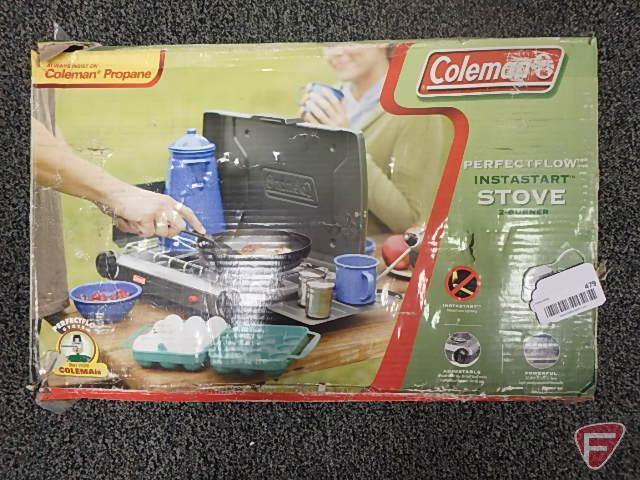 Coleman Perfectflow Instastart 2-burner propane camping stove, needs to be cleaned