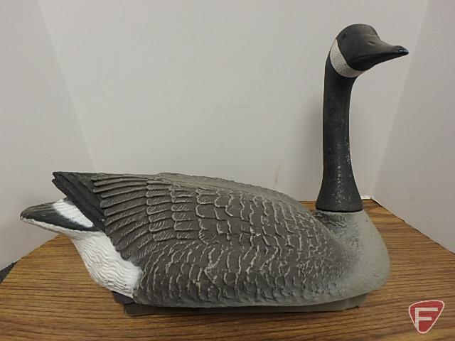 (4) Goose decoys, G & H, plastic, and (2) goose tail decoys, Carry-Lite Sport-Plast, all six