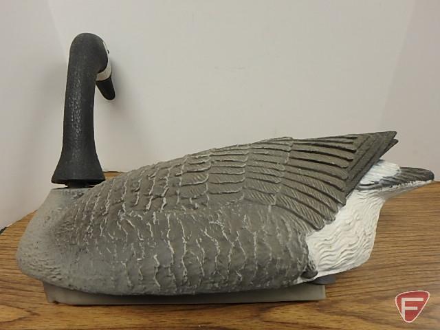 (4) Goose decoys, G & H, plastic, and (2) goose tail decoys, Carry-Lite Sport-Plast, all six