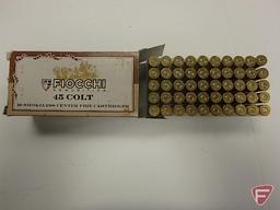 American Eagle 9mm luger ammo, 115 grain, (50) rounds, and 124 grain (50) rounds; and Fiocchi 45