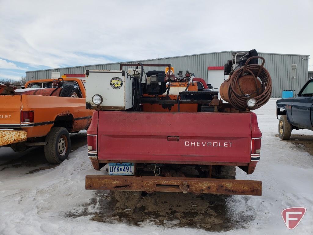 1986 Chevrolet K20 Pickup Truck with front snow plow, VIN # 1gcgk24m7gf414451