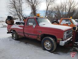 1986 Chevrolet K20 Pickup Truck with front snow plow, VIN # 1gcgk24m7gf414451