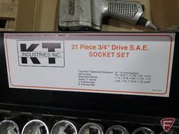 KT Industries Inc. 21 pc 3/4" drive SAE socket set with metal case
