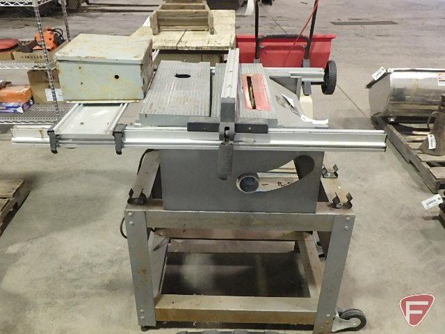 Ryobi BT3000 10" table saw on metal stand with electrical box