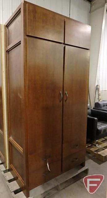 Wood 2 door cabinet with 4 drawer storage, 23-1/2"x42"x84"