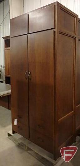 Wood 2 door cabinet with 4 drawer storage, 23-1/2"x42"x84"