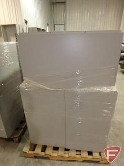(3) 3 drawer pressed board lateral filing cabinets