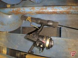 (3) 7" manual ice augers and ice fishing rods with reels