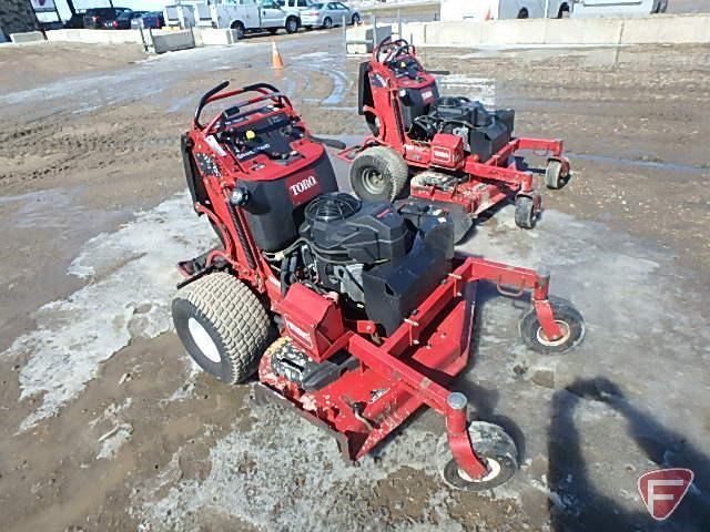 48" Toro Grandstander standing mower, 23 HP Kawasaki motor, 1,964 hours showing