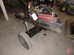 Pull-type log splitter on single axle, 25" opening, pneumatic wheels, 5hp Tecumseh gas engine