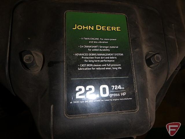 John Deere D140 lawn mower, 48in deck, 22hp, 200.4 hrs showing