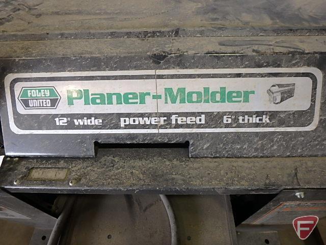 Foley United Planer-Molder 12" W power feed, 6" thick, on cart