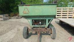 175 bushel gravity box on Northern Wisconsin Mfg. Co. 974 running gear with car tires