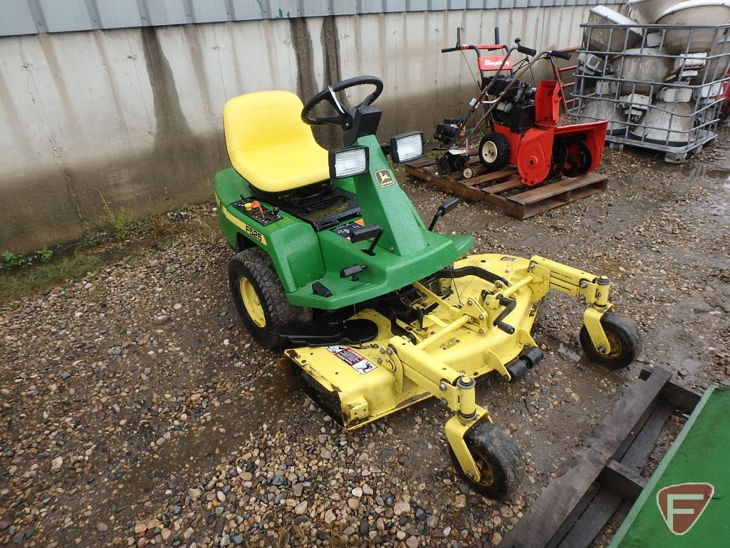 John Deere F525 riding lawn mower with 48in out-front rotary deck, 1197hrs showing, sn M0F525A141790
