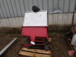 Pull-type dump garden cart with sides, 36" thatcher, jerry fuel can, 5 gallon oil cans