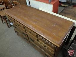 Wood dresser/storage cabinet, 6 drawers, 32inHx50inWx18inD, some hardware missing,