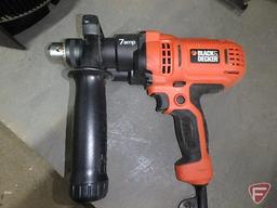 Oreck air purifier/filter, Black & Decker hammer drill, Black & Decker Cyclone sander, hoses