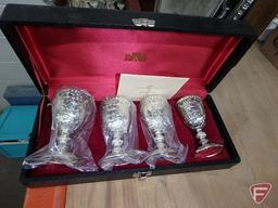 Metal items, National Silver Co, Wm Rogers, Rogers & Bro. flatware in Nakens Silverware Chest,