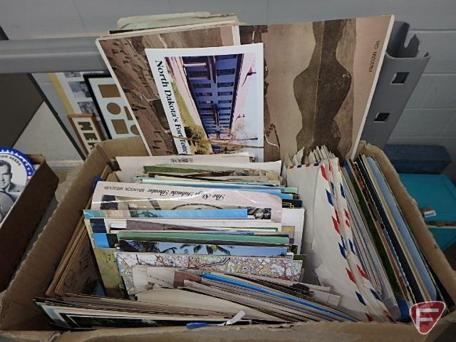 Large collection of vintage postcards, greeting cards, and pictures. Contents of 4 boxes