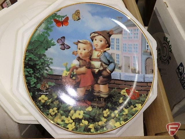 Large assortment of collector plates, Norman Rockwell, MJ Hummel, wildlife, and others.