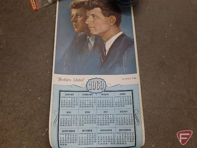 Comic books, Suicide Squad, Batman, Archie, Captain America and others, JFK 1969 calendar,