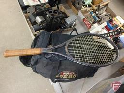 Sporting equipment, Pro Kennex Copper Ace tennis racket, hockey helmet size small,