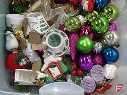 Christmas/Holiday items, ornaments, figurines, lighting, table linens, plush toy, and other