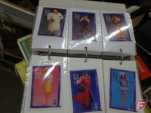 Vintage Barbie and Ken vinyl boxes, Barbie collector cards in binder, and Barbie's Pool Party.