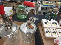 (2) vintage hand mixers with metal tops and glass bottoms