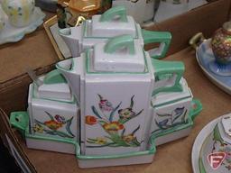 Porcelain condiment sets. Contents of 2 boxes