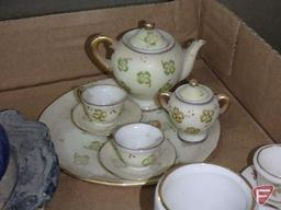 Porcelain and ceramic miniature tea sets. Contents of 3 boxes