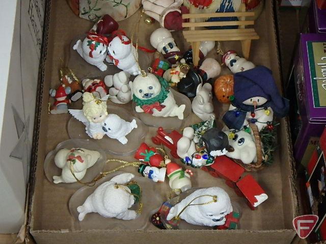 Christmas decorations, trays, bells, Dept. 56, all four boxes