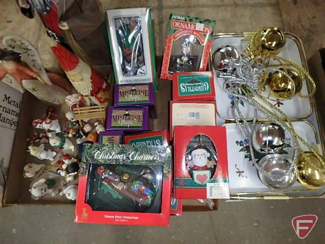 Christmas decorations, trays, bells, Dept. 56, all four boxes