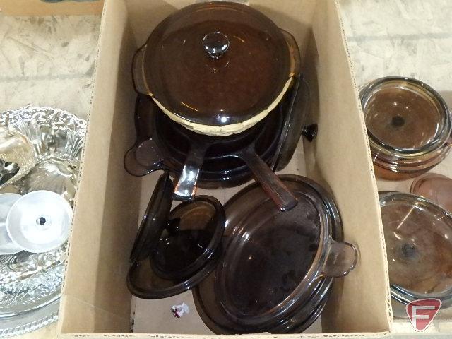 Visible dishes/pots and pans, all three boxes