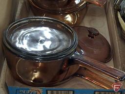 Visible dishes/pots and pans, all three boxes
