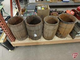 Wood nail kegs, all four