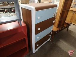 Painted wood 4 drawer dresser/storage cabinet, 49inHx32inWx17inD