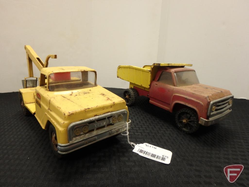 Tonka pickup dump truck and Tonka pickup with backhoe