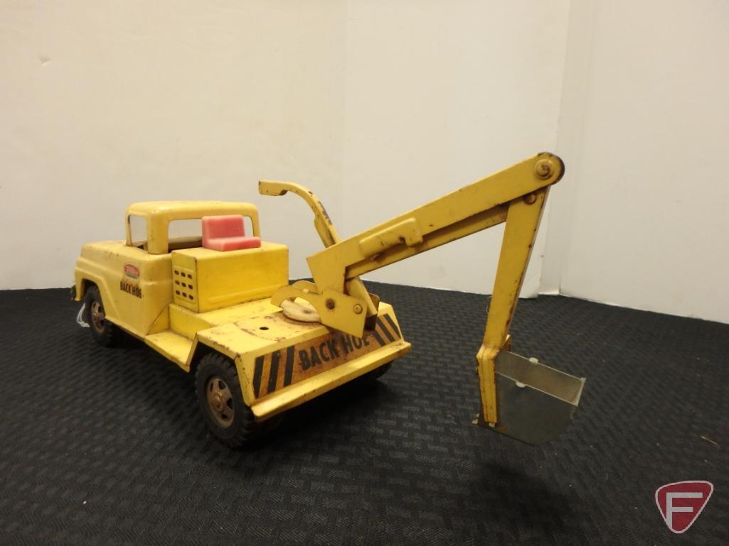 Tonka pickup dump truck and Tonka pickup with backhoe