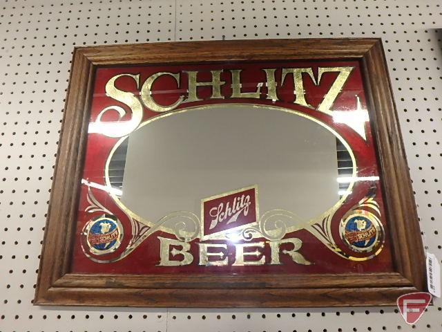 Schlitz Beer framed mirror, 21inHx27inW