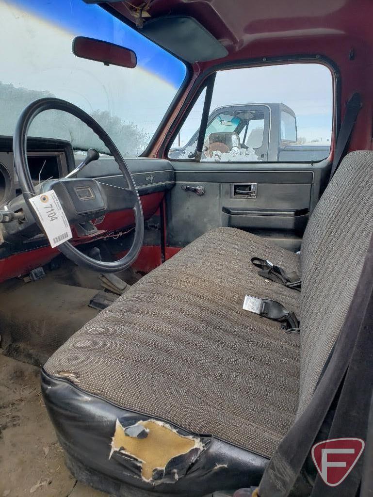 1986 Chevrolet K20 Pickup Truck with front snow plow, VIN # 1GCGK24M7GF414451